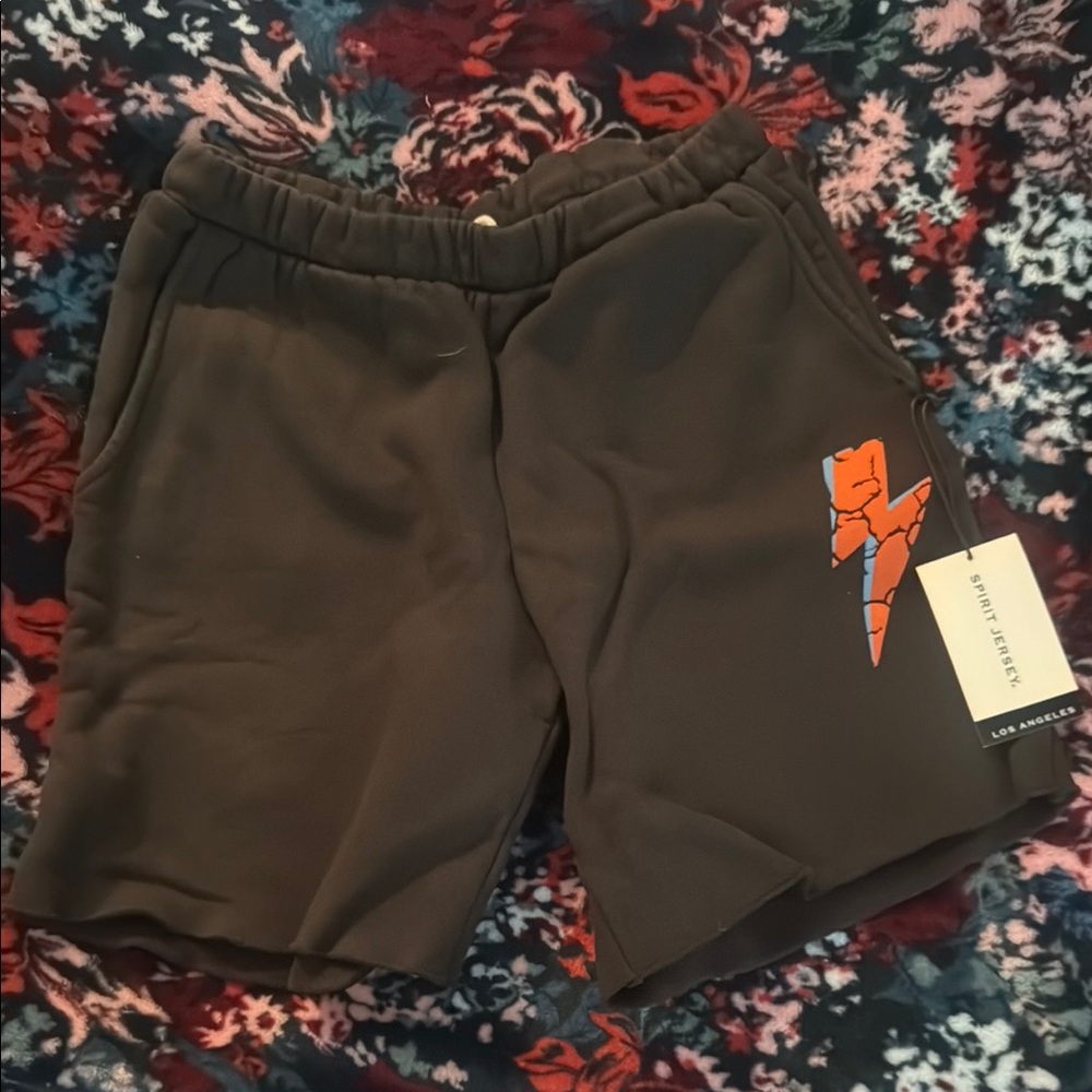 Orange and Black Bermuda Shorts with Elastic Waistband